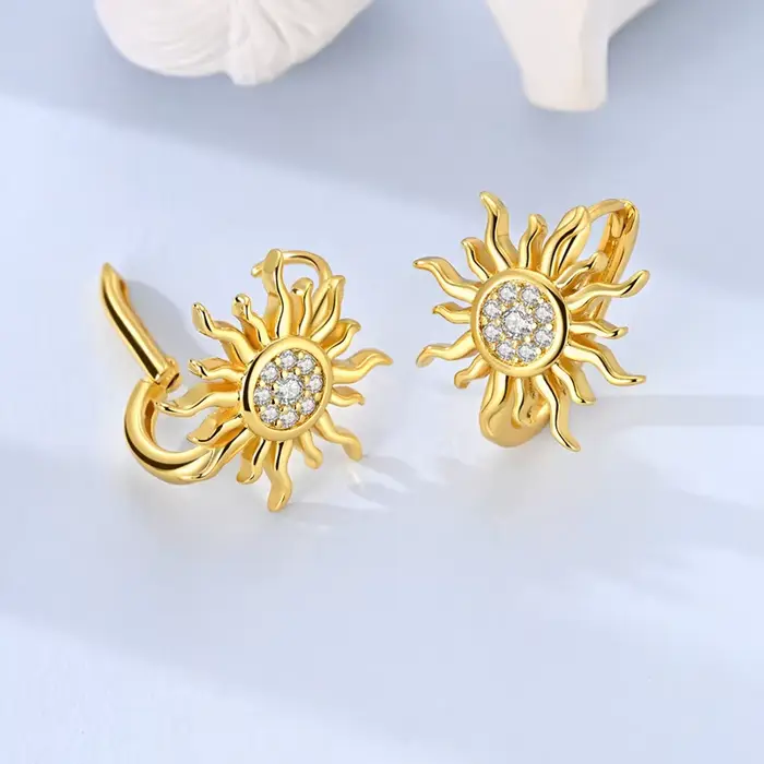 Boucles d'oreilles dorées en argent Sterling 925 pour femmes, boucles d'oreilles en forme de U scint