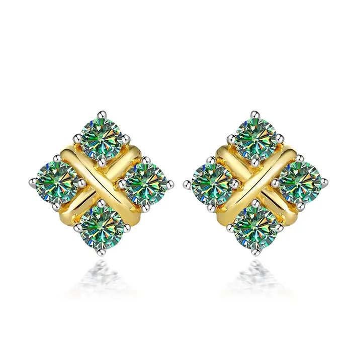Boucles d'oreilles Moissanite Stub pour femmes, Boucles d'oreilles Gra Moissanite, Boucles d'oreille