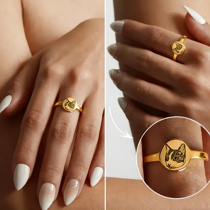Bague personnalisée avec avatar d'animal de compagnie, bagues photo personnalisées, portrait de chat ou de chien, bague en acier inoxydable, souvenir pour les amoureux des animaux, cadeau pour la fête des mères bague sur mesure occasions spéciales