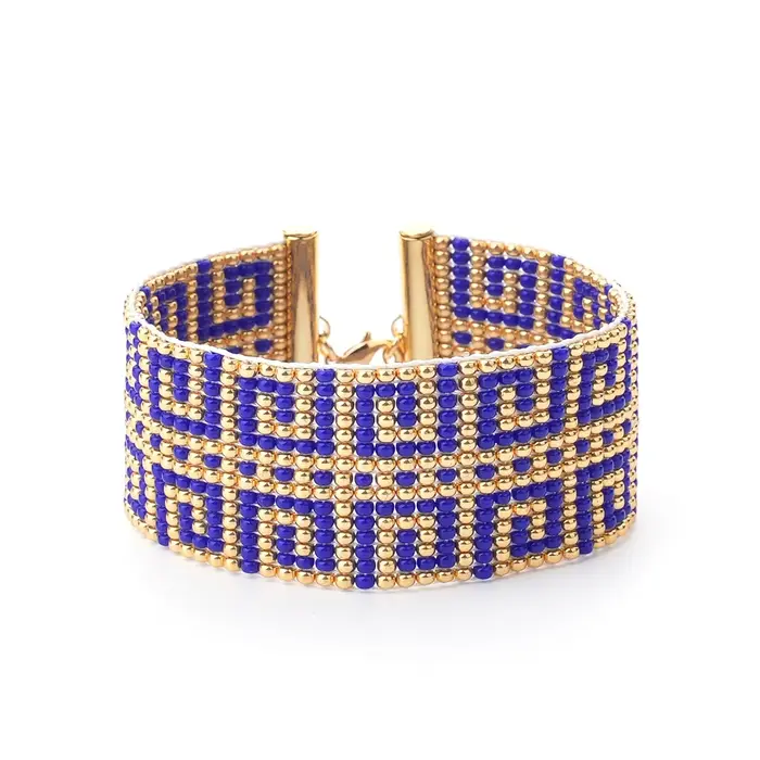 Bracelet de perles de riz motif géométrique