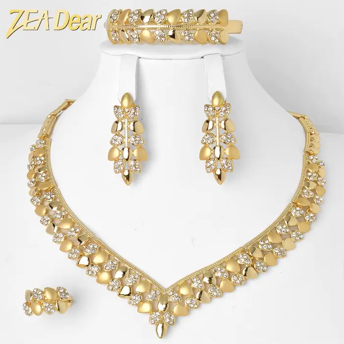 Ensemble de bijoux de luxe en forme de cuir chevelu plaqué or 18 carats