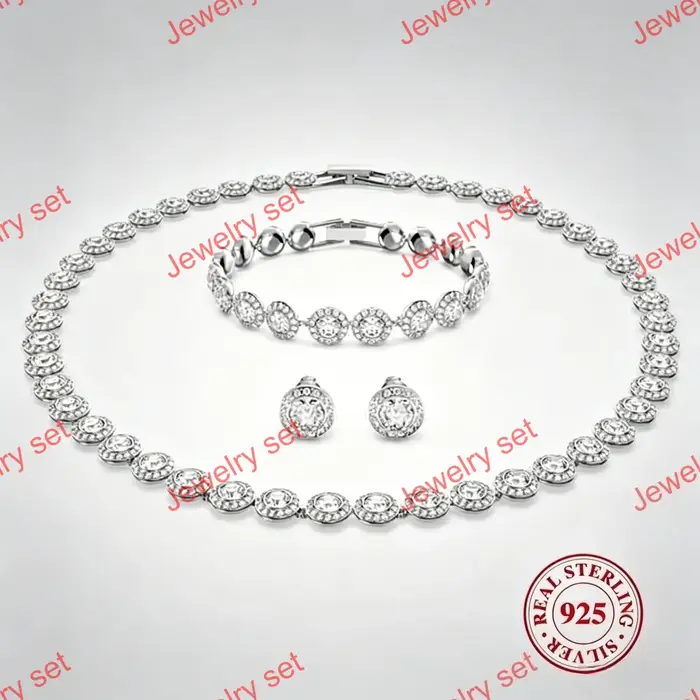 Ensemble de bijoux ronds en argent sterling S925