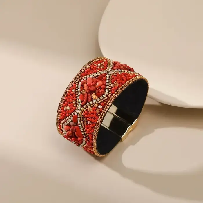 Bracelet bohème rétro pour femmes, Style Punk, strass complets, perles faites à la main, breloque de