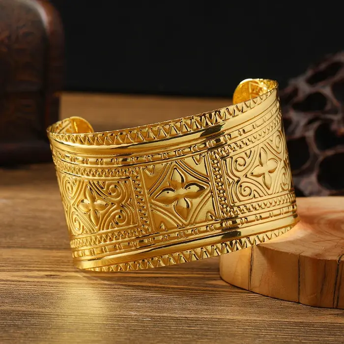 Dunhuang-Bracelet large doré d'un autre royaume