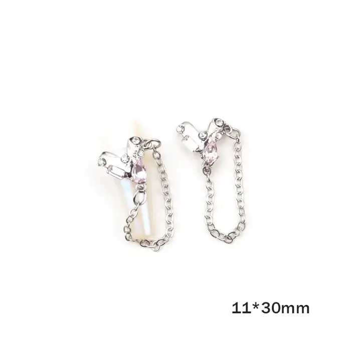 5 pièces Chic à la mode ss diamants pointillant coeur Design bijoux Chrome argent rose cristal chaîn
