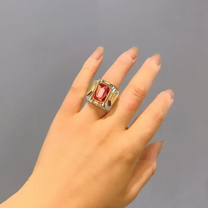 Bague en argent sterling 925 sertie de pierres précieuses agate abricot ambre argent beige bleu bleu marine bronzage brun brun foncé corail cannelle champagne clair pour femmes occasions spéciales