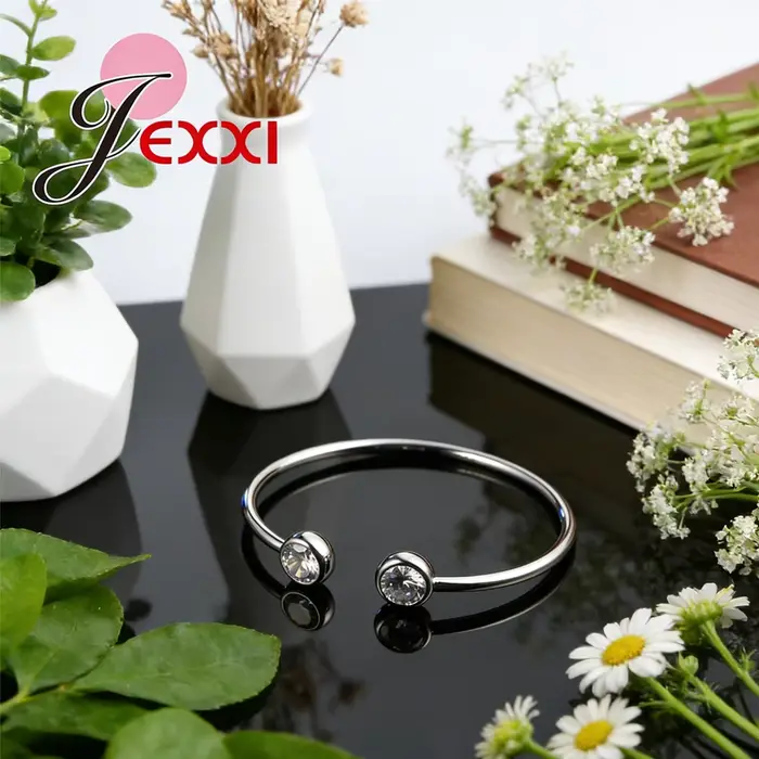 Nouveauté : Bracelets ouverts en argent sterling 925 avec zircones cubiques pour femme – Bijoux raff