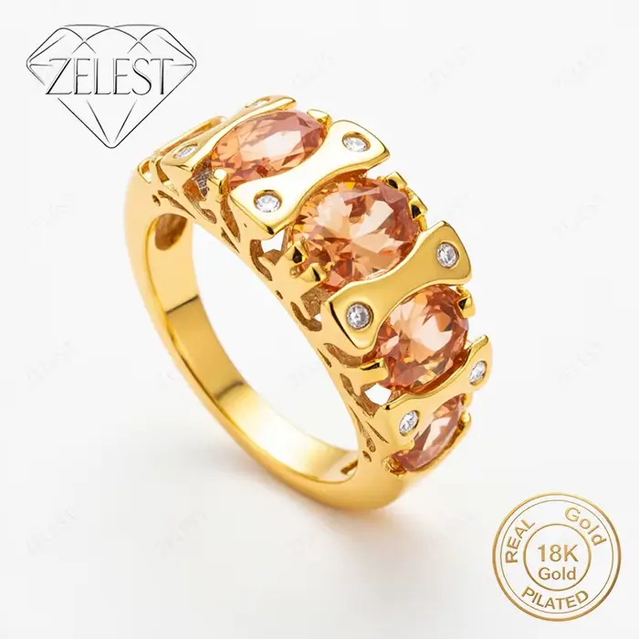 Bague pour femme en argent sterling 925 plaqué or 18 carats avec zircon ovale jaune/violet exquis