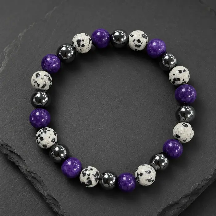 Bracelet extensible élégant en perles violettes, bracelet de style bohème fait main avec des perles 