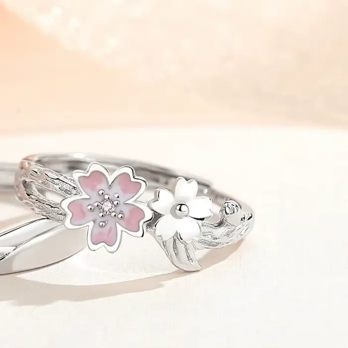 Thaya – bague de mariage en argent Sterling S925 pour femmes, bague de luxe exquise en fleur de ceri