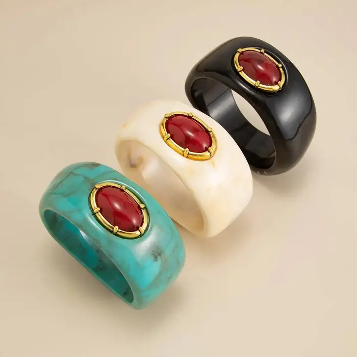 Bracelet manchette en résine acrylique géométrique irrégulier PuRui Bohemia pour femmes