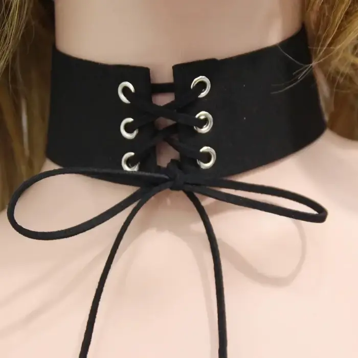Collier ras du cou en dentelle gothique punk avec lacets pour femmes et filles, bijou Anime, style vintage, cadeau pour soirée