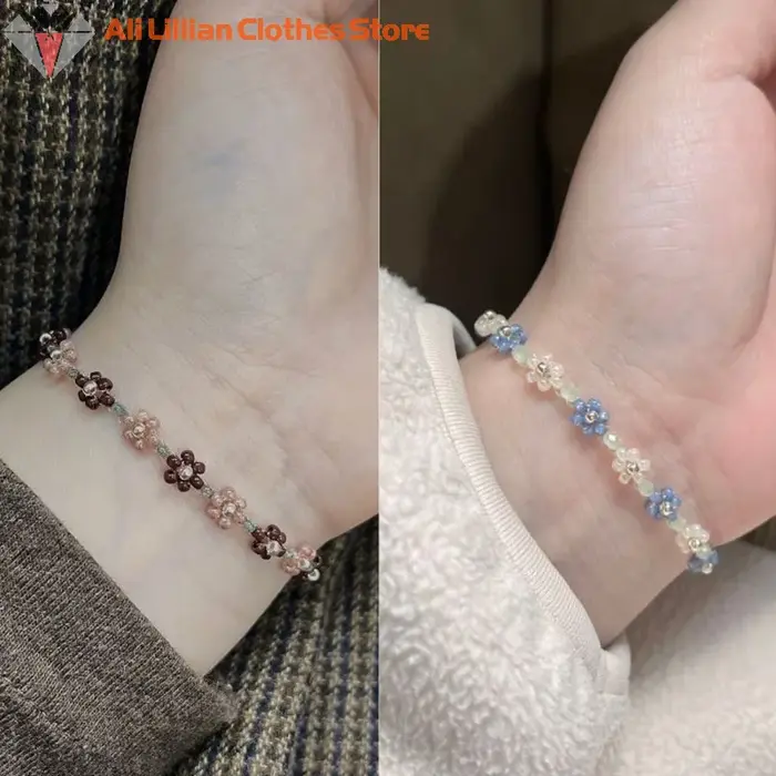 Bracelet de perles de fleurs mignonnes pour femmes et filles