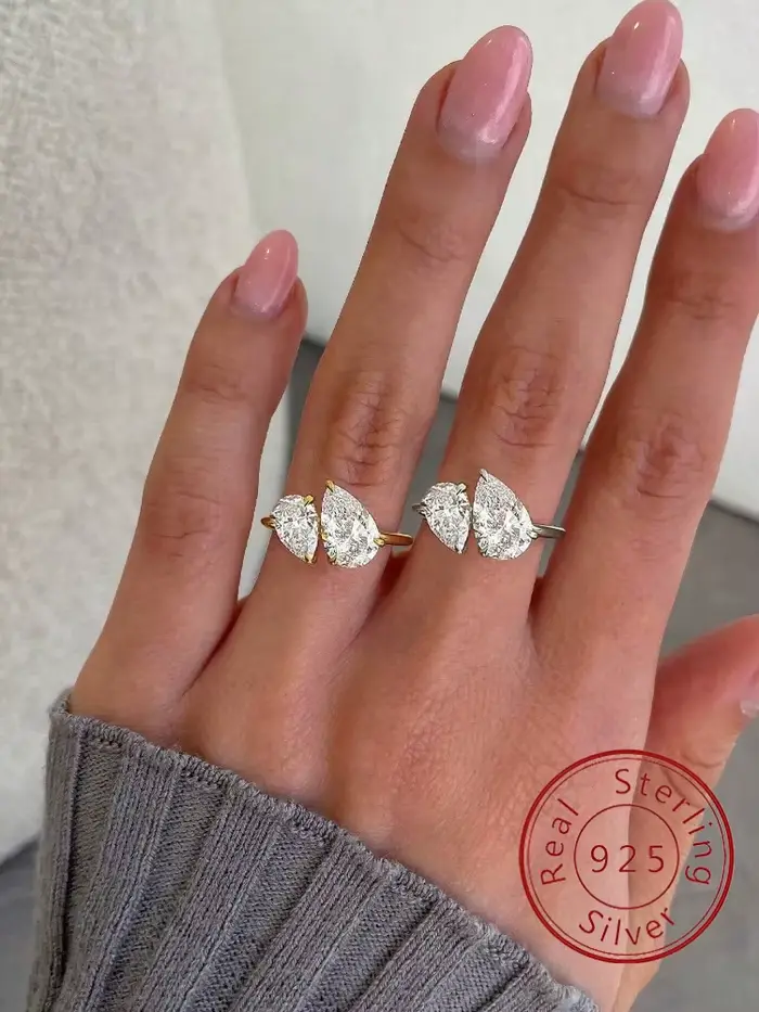 Bague en argent sterling 925 sertie de zirconium blanc élégante pour femmes occasions spéciales alliance de mariage bijou fin de luxe