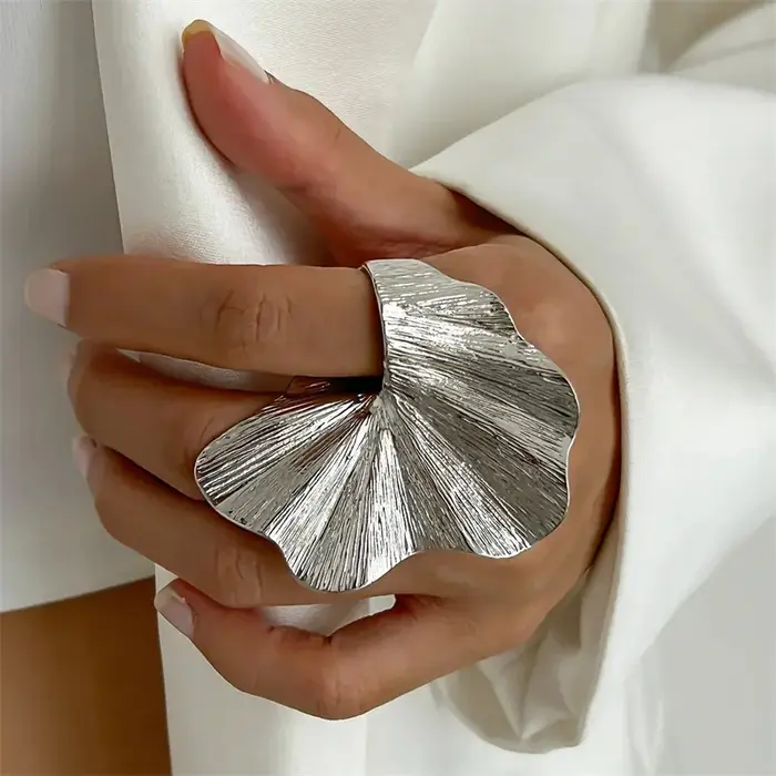 Bague feuille de Ginkgo pour femmes et hommes