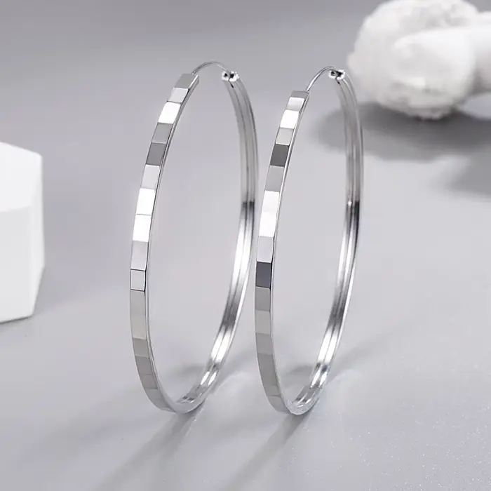 Boucles d'oreilles carrées en argent Sterling 925 pour femmes, grandes boucles d'oreilles de 3/4/5/6