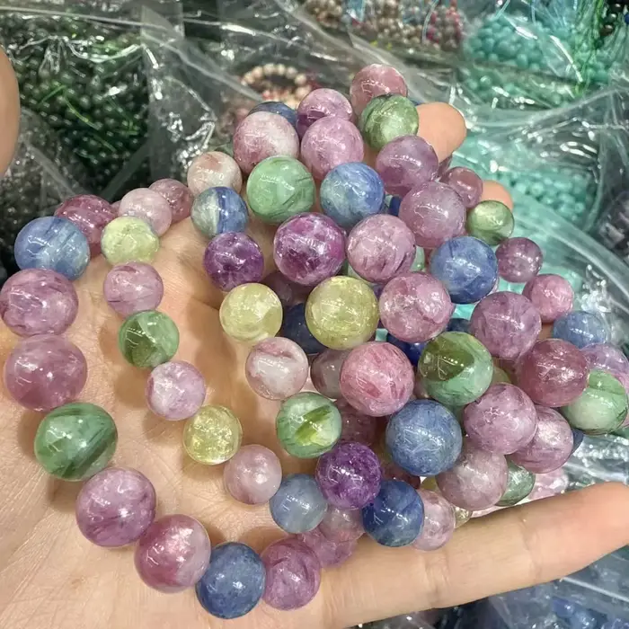 Bracelet en lépidolite colorée naturelle AAA