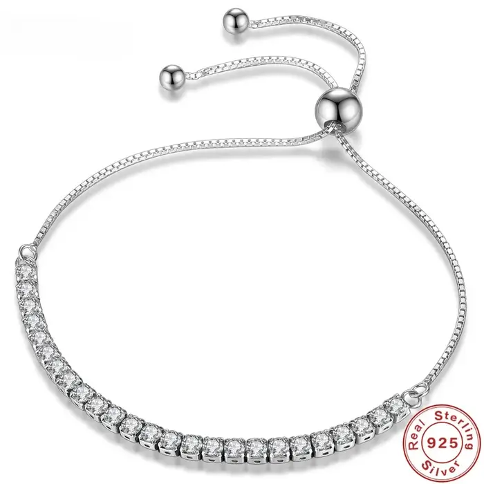 Bracelet en argent sterling 925 Vera, élégant bracelet tennis en zircon, cristal de zircon pour femm