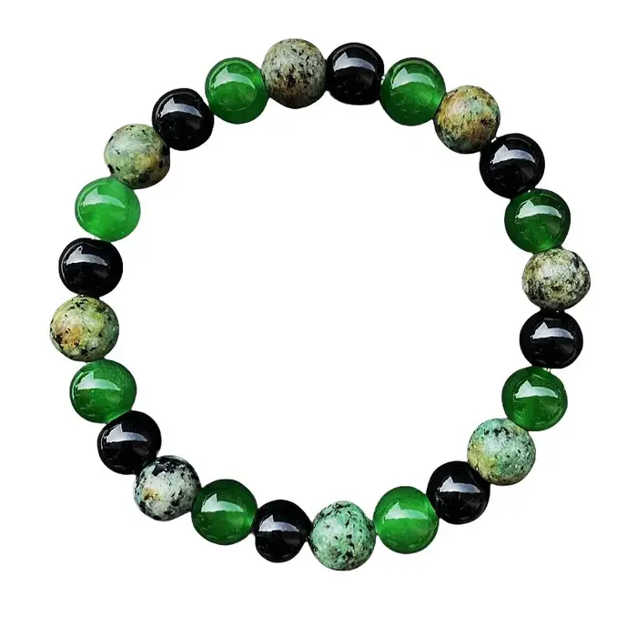 Bracelet de perles vertes à la mode de 8 mm en pierre naturelle fait à la main pour hommes et femmes occassions spéciales naturellement apaisant