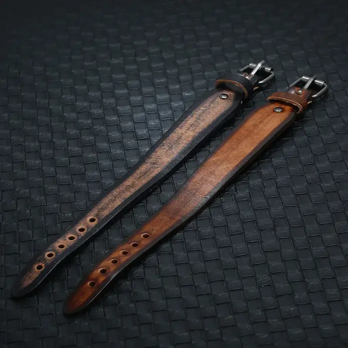 Bracelet rétro en cuir véritable pour hommes et femmes