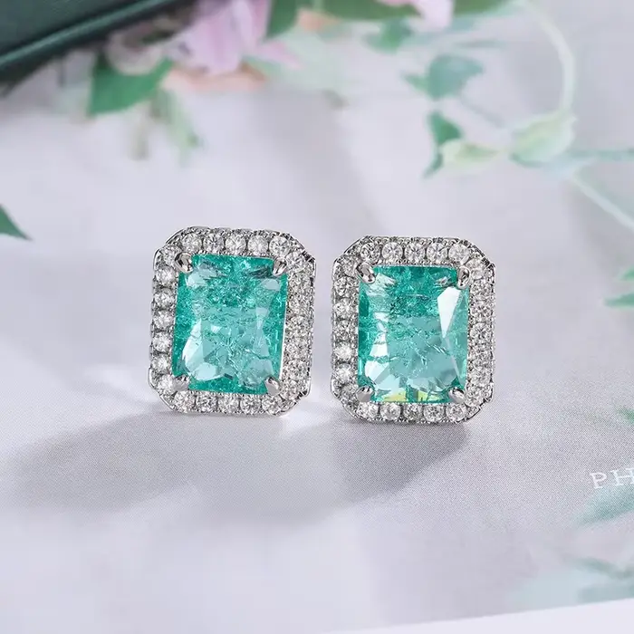 Boucles d'oreilles en argent Sterling 925 serties de zircon vert brillant pour femmes styles hip-hop rock occasions spéciales mariage soirées