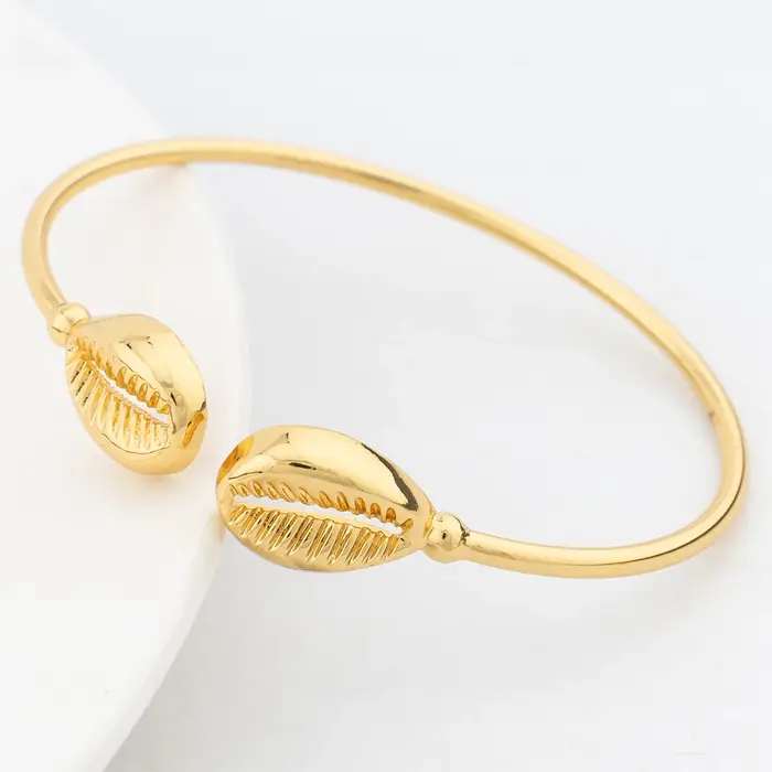 Nouveau Bracelet manchette pour femmes fête dubaï coquille forme bracelets 18K couleur or carte d'af