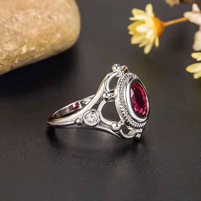 Bague de proposition de fiançailles en argent adrenThai pour hommes et femmes