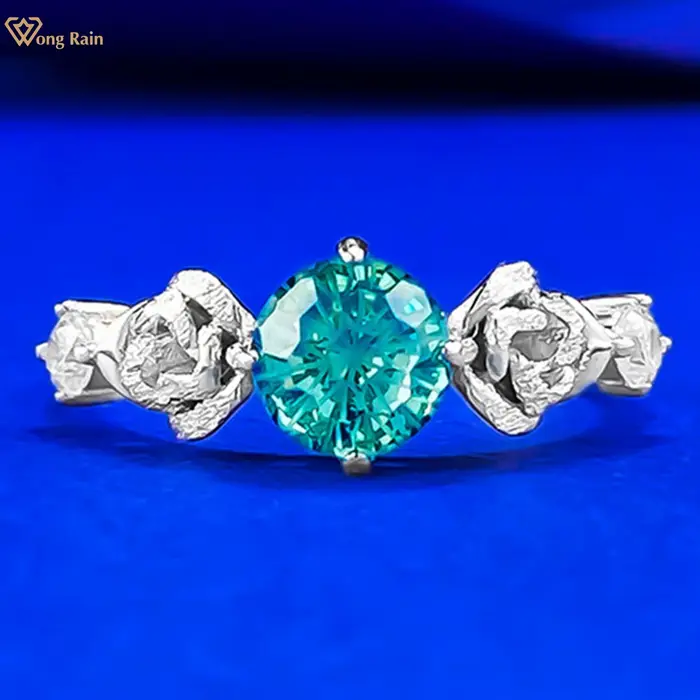 Wong Rain – bague de fiançailles ronde en argent Sterling 925