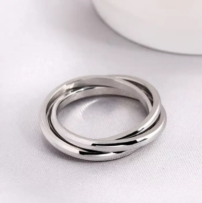 UAGE-Ensemble de Bagues Classiques en Acier Inoxydable pour Femme, Bijoux de Fiançailles, Mariage, 3 Ronds