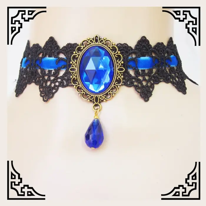 2025New Collares Sexy gothique Sautoirs cristal noir dentelle cou collier ras du cou Vintage victori