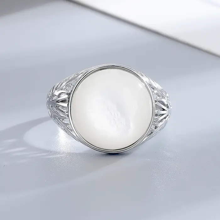 QIBAOKU – bague ronde en argent de 14MM, Lapis naturel, pierre d'agate verte et noire, Vintage, cade