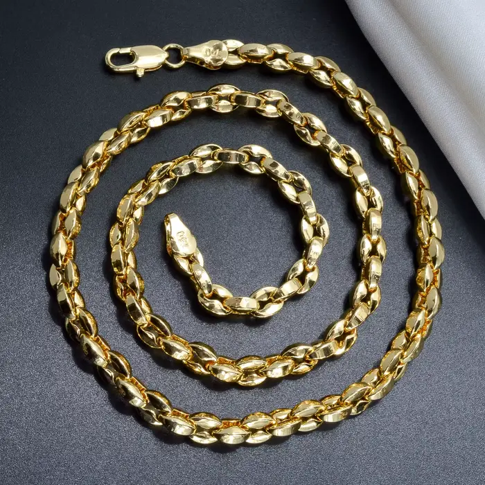 Hiphop Punk bordure collier cubain pour hommes couleur or 18K collier en cuivre italien mode mariage