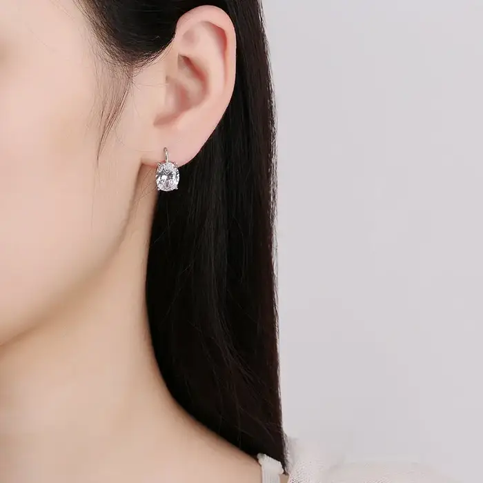 Boucles d'oreilles en argent sterling 925 avec zircone et cristal pour femme