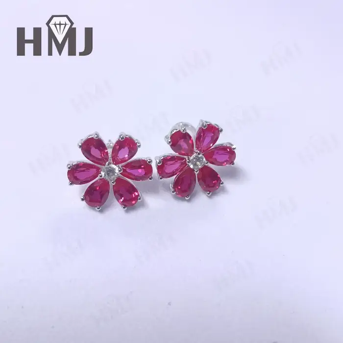 Boucles d'oreilles en pierres précieuses taille poire, rubis/saphir/Padparacha, bijoux éblouissants 