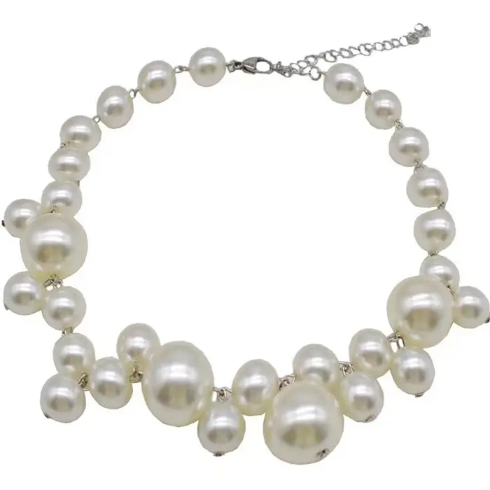 Collier élégant pour femme en imitation perles, grandes perles, collier ras du cou, bijoux pour fête