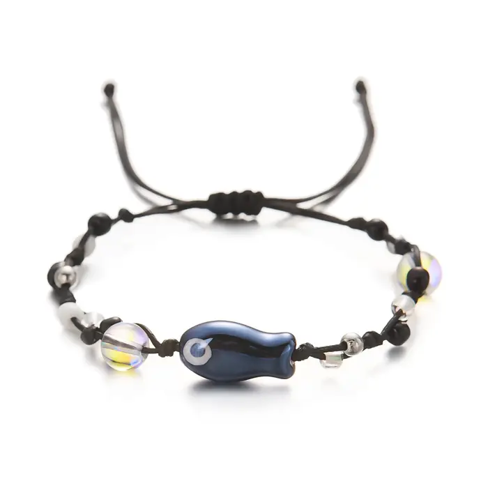 Bracelet de perles de poisson en céramique coloré pour femmes, unisexe, tressé à la main, bijoux est