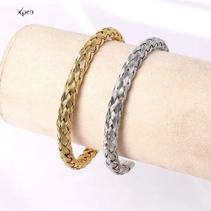 Bracelets torsadés à breloques tendance pour femmes, couleur or, fil d'acier inoxydable 316L, fins e