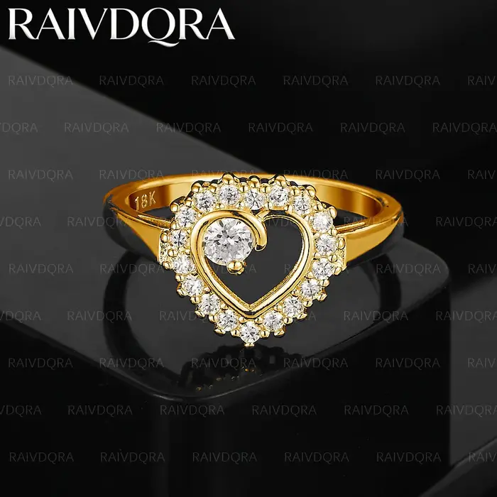 Bagues plaquées or 18 carats pour femmes, bague en Zircon incrusté de cœur, bague de fiançailles pou