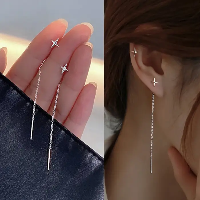 Boucles d'oreilles pendants étoiles et perles mode pour femmes occasions spéciales et quotidiennes