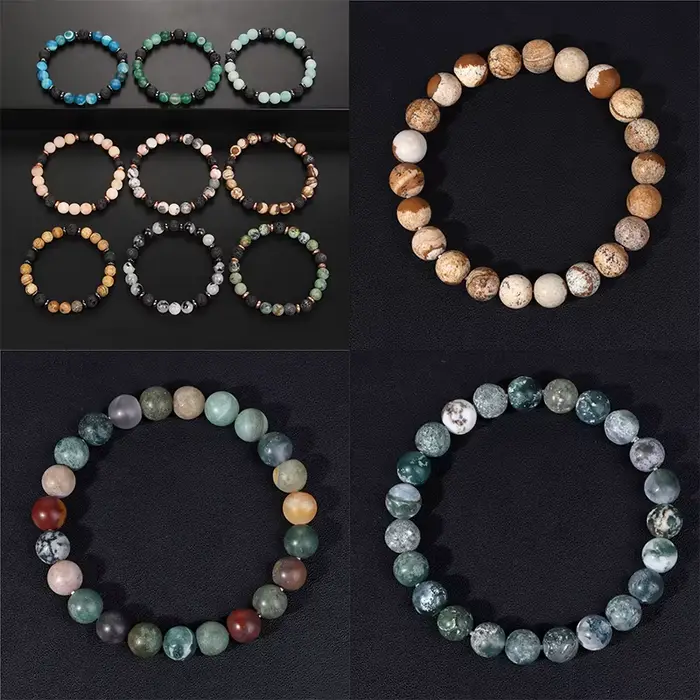 Bracelet classique en pierre naturelle mate pour hommes et femmes, perles d'oeil de tigre, Amazonite perlée, bijoux de Yoga, 8mm, nouvelle collection