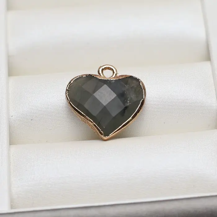Pendentif coeur de pêche pierre naturelle Labradorite pendentif bord doré pour la fabrication de bij