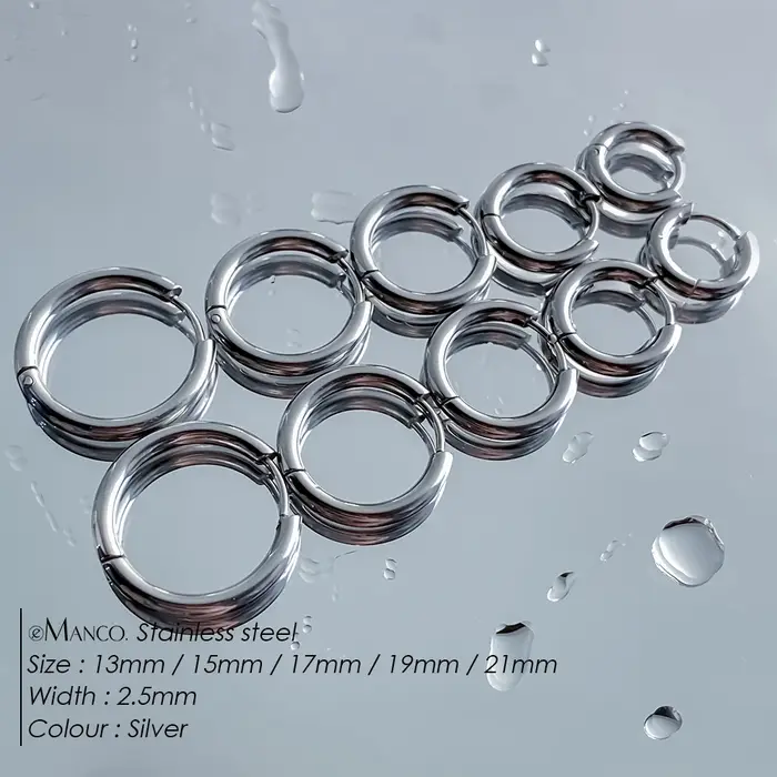 EManco 13-21mm boucle d'oreille en acier inoxydable minimaliste classique