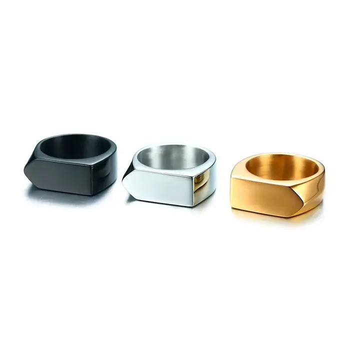 Bague plate en acier inoxydable pour homme, bijoux masculins, Style West Band