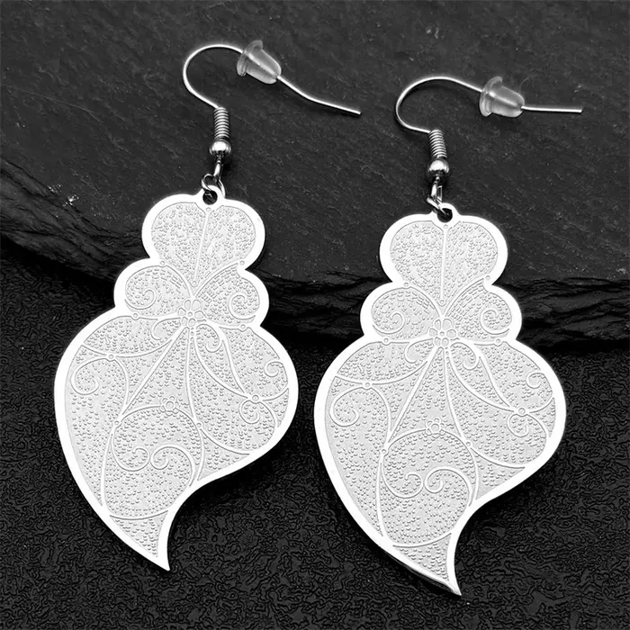 Boucles d'Oreilles Pendantes Sacré-Cœur Chrétien pour Femme et Fille, Acier Inoxydable, Or, Argent, 