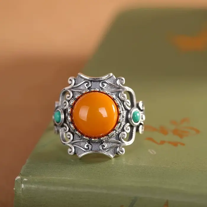 Bague artistique rétro pour femmes, bague en cire d'abeille incrustée d'argent thaïlandais, bague polyvalente de Style ethnique pour hommes, bijoux uniques KOFSAC