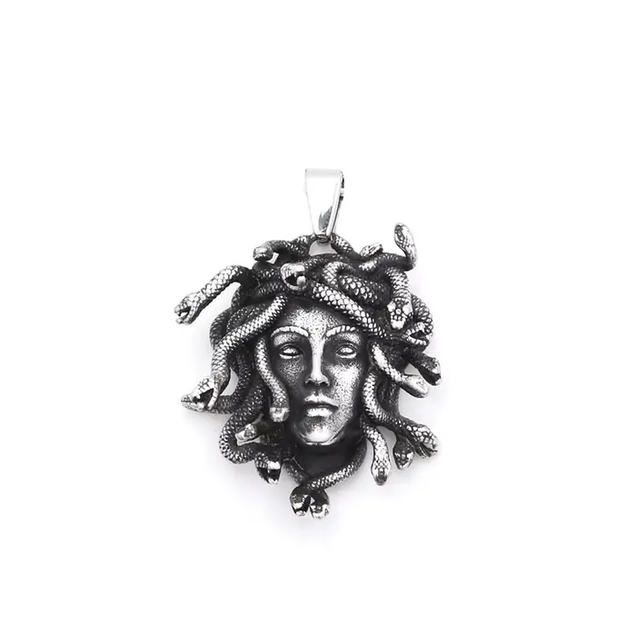 Collier gothique classique avec pendentif Medusa pour hommes et femmes, en acier inoxydable, Vintage