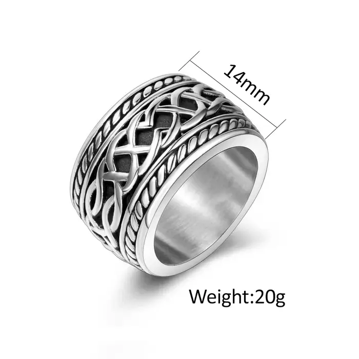 Bague à nœud en spirale celtique classique nordique pour hommes et femmes