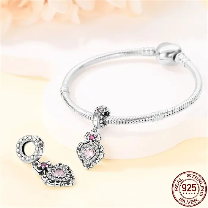 Bracelet à breloques en argent regardé S925 pour femme