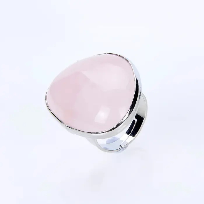 Bagues Reiki en cristal de quartz rose pour femmes et filles, forme irrégulière, grande pierre natur
