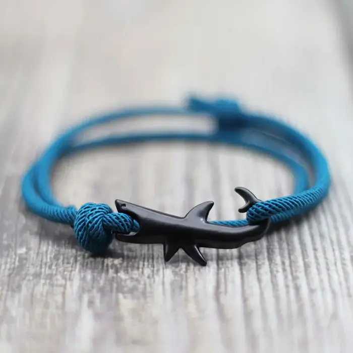 Noter nouveau Bracelet requin unisexe Double couche réglable 3mm cordon chaîne